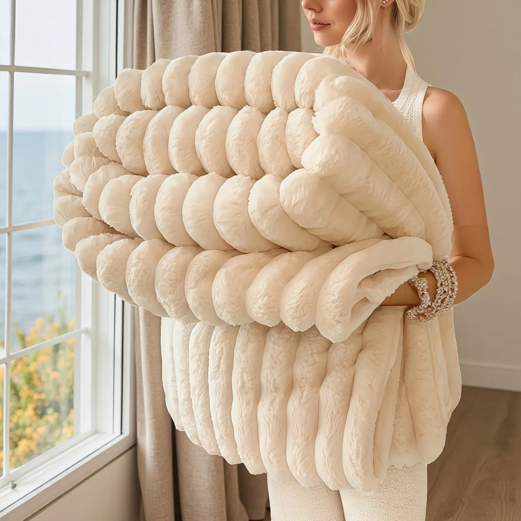 CLOUDBUN Cozy Faux Fur Blanket For Sofa And Bed Set