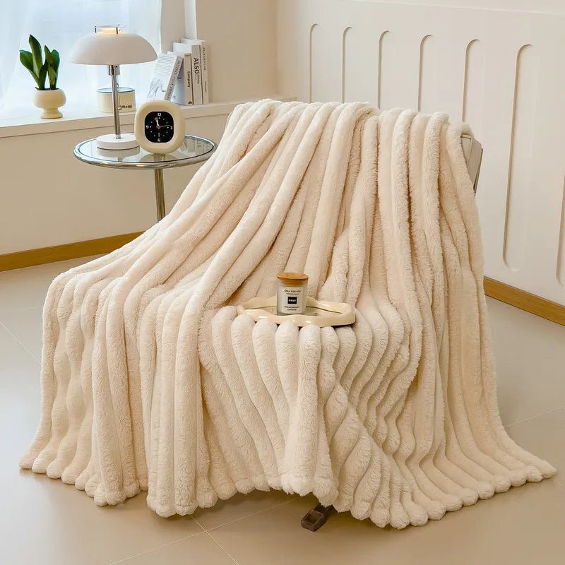 CLOUDBUN Cozy Faux Fur Blanket For Sofa And Bed Set