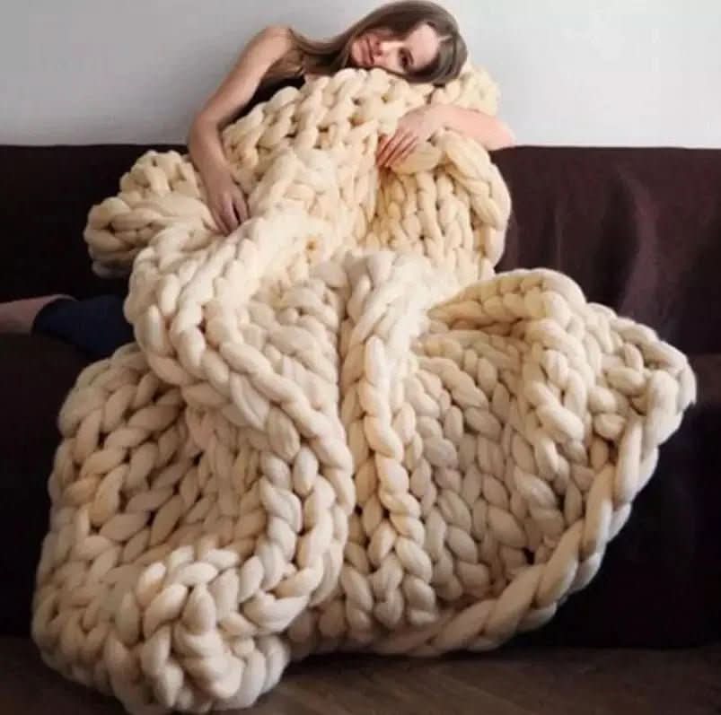 ComfaKnit Minky Tyk Tæppe Håndlavet til Komfort