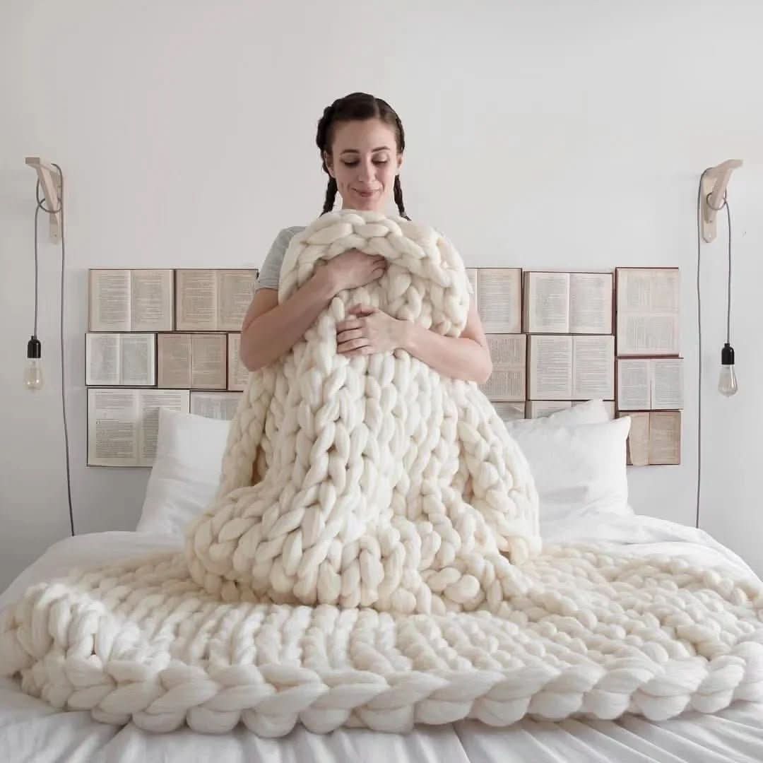 ComfaKnit Minky Tyk Tæppe Håndlavet til Komfort