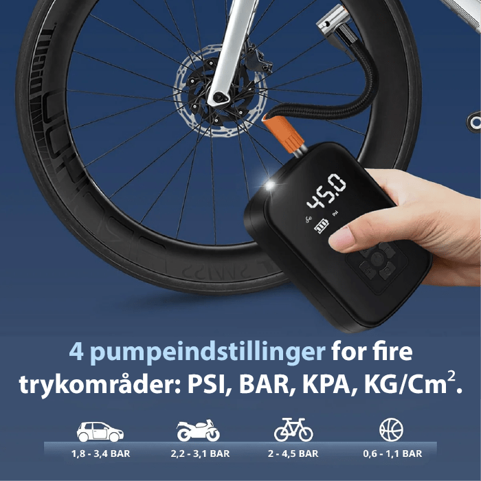 Kompakt elektrisk luftpumpe bærbar oppusterværktøj til dæk, bolde og madrasser