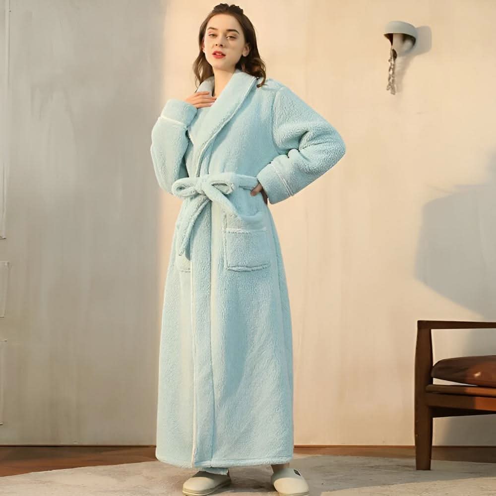 Coral Sherpa Fleece Badekåbe til Alle Køn med Sjalkrave