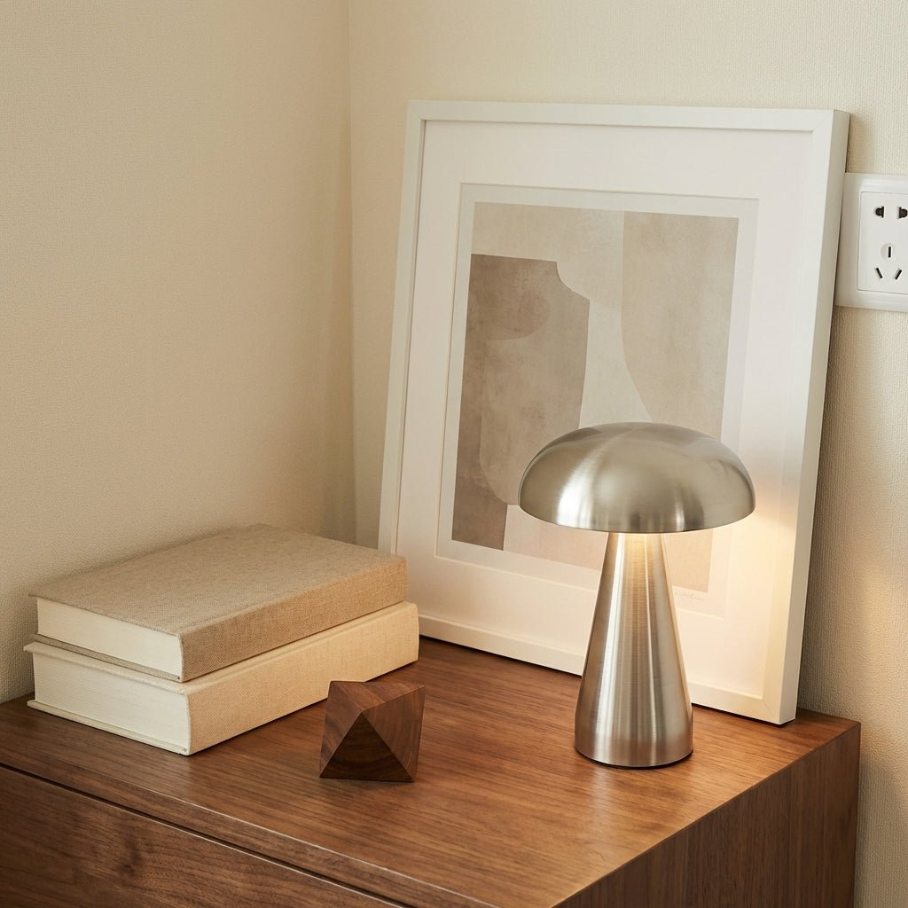 Trådløs LED Bordlampe Med Retro Sopp Touchlampe For Soverom Og Skrivebord