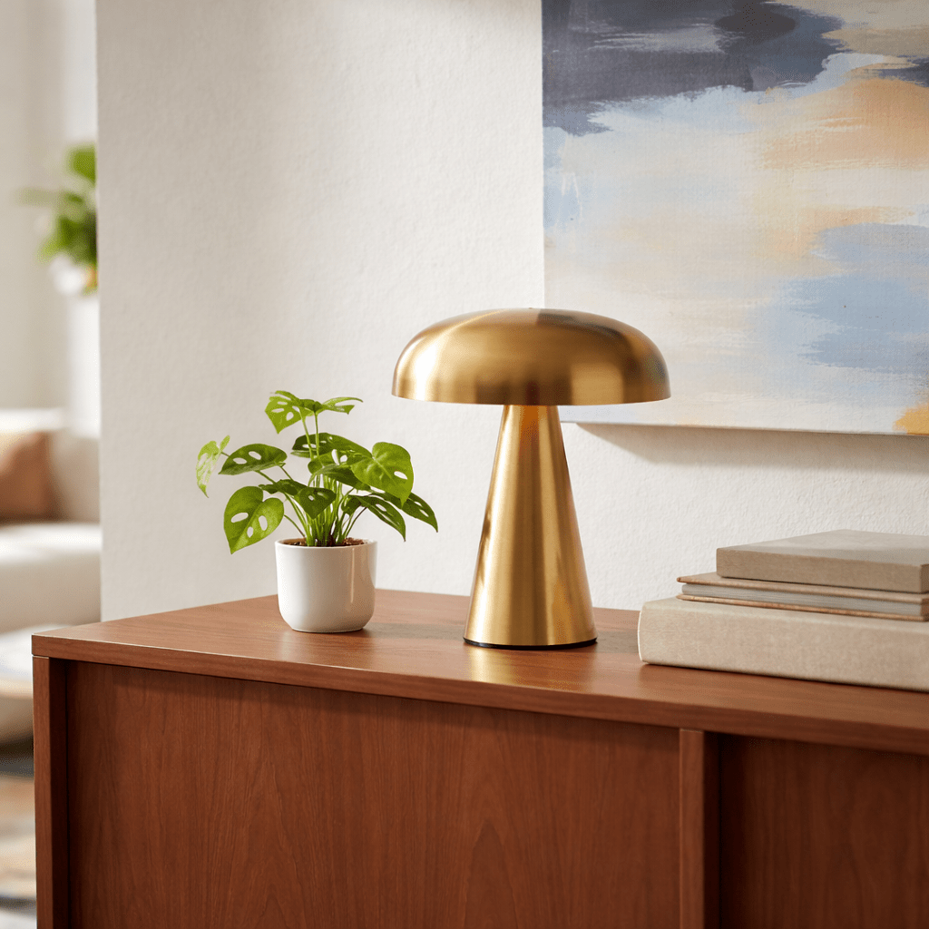 Trådløs LED Bordlampe Med Retro Sopp Touchlampe For Soverom Og Skrivebord
