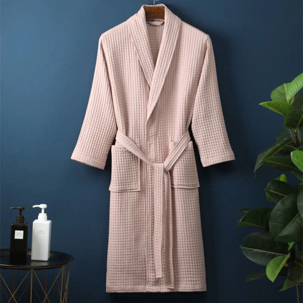 CottonLuxe Vaffel V-hals Badekåbe Fremstillet Af 100 Procent Bomuld