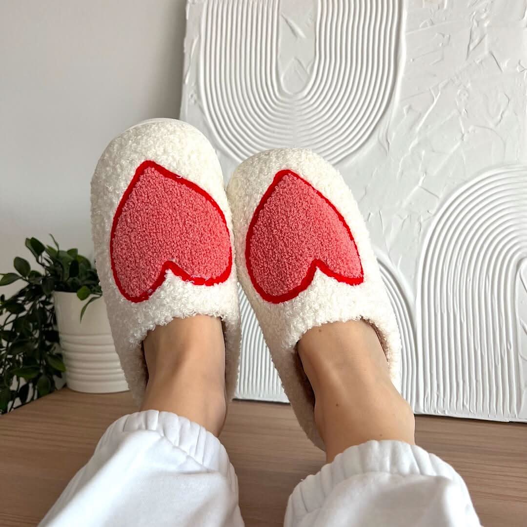 Cozyheart tøfler med blød sherpa og skridsikker sål