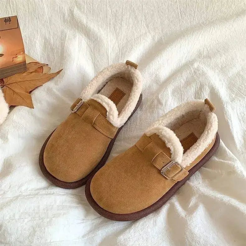COZYMOVE Retro Slip-On Sneakers med varm fleeceforing