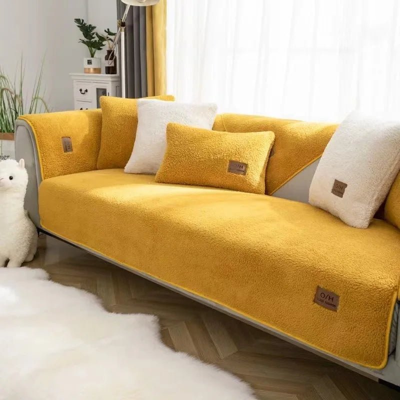 COZYSHEAR blødt og behageligt lammeuldsovertræk til sofa til varme og beskyttelse