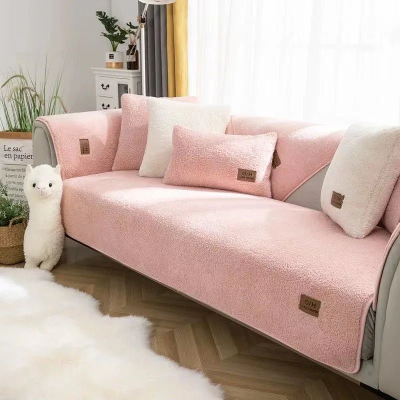 COZYSHEAR blødt og behageligt lammeuldsovertræk til sofa til varme og beskyttelse