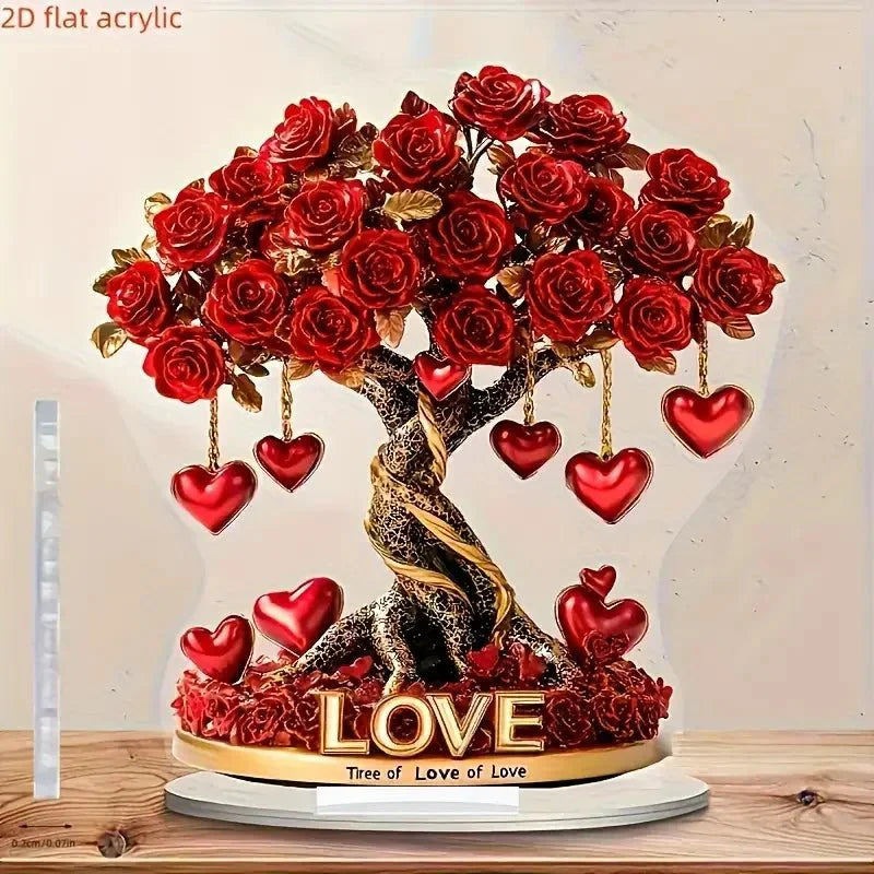 LOVEGEM strom krystalová růže na zlatém podstavci ve tvaru srdce