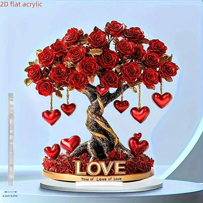 LOVEGEM strom krystalová růže na zlatém podstavci ve tvaru srdce