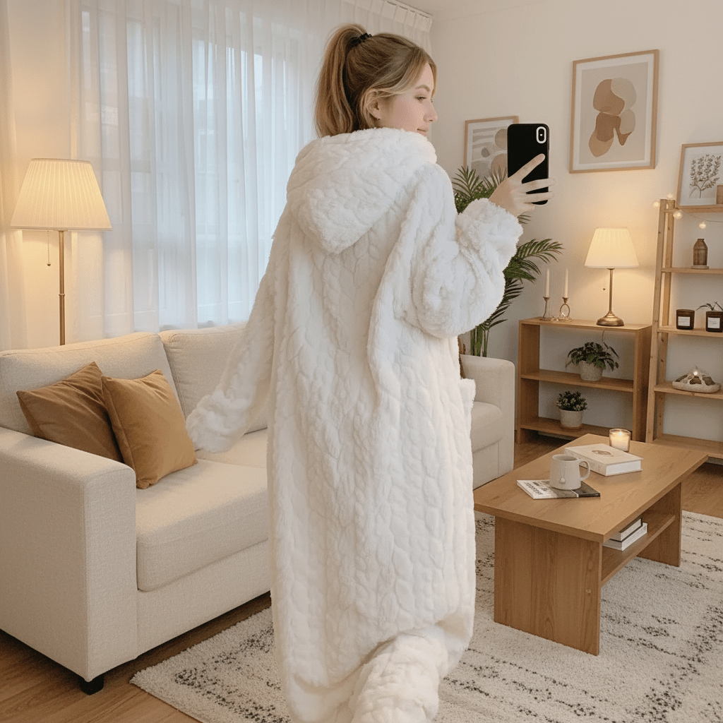 CUDDLEWRAP Hygge Hættebadekåbe til Kvinder med Lommetasker