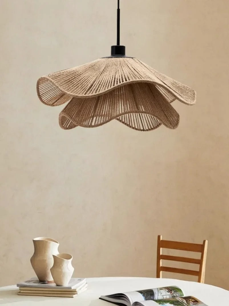 Tidecrest | Natural Finish Jute Pendant Lamp For Boho Rustic Interiors