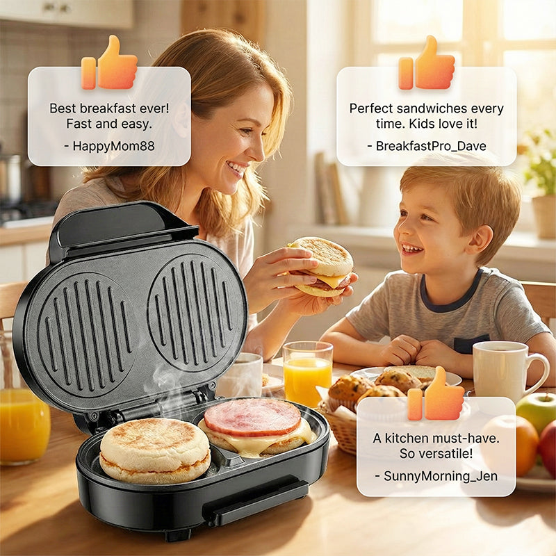 Twin Breakfast Maker With Nonstick Dual Plates 1.2 Kg
