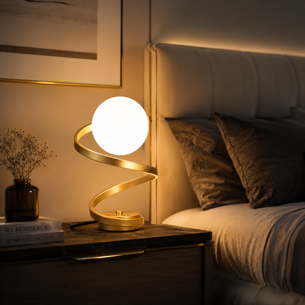 Compact 12-Inch Glass LED Bedside Lamp For Nightstands