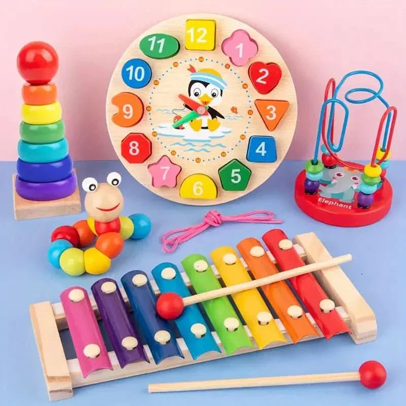 Zestaw Montessori BrightNest Pięć w Jednym dla Niemowląt od 6 Miesięcy – Kreatywna Nauka