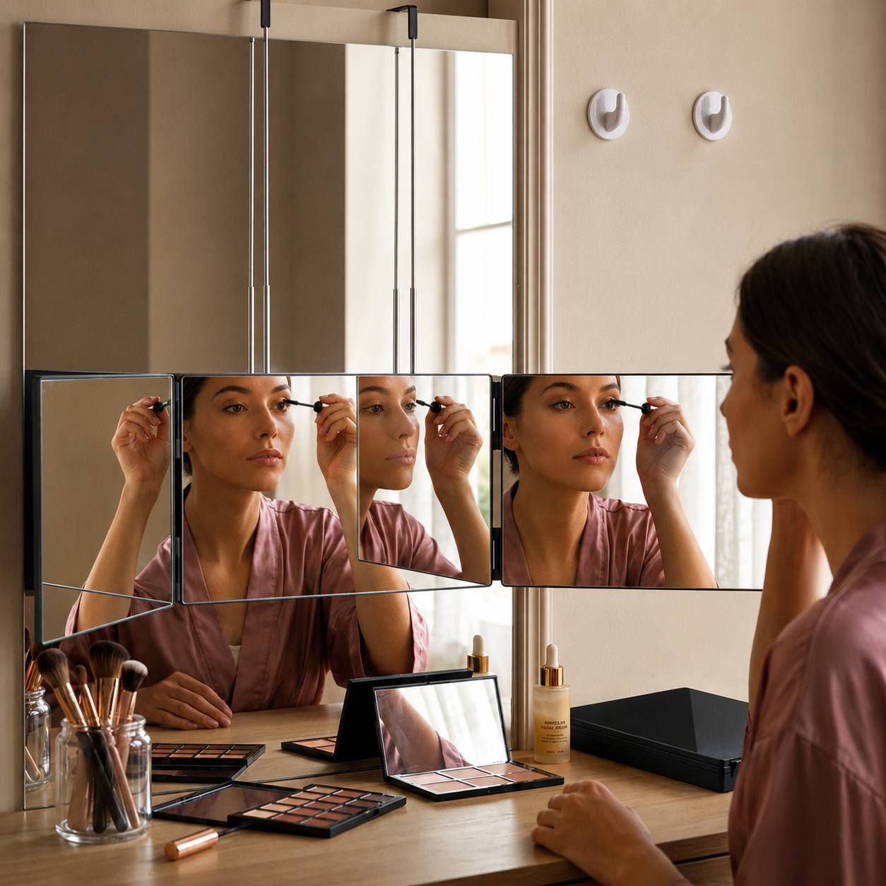 Three-Panel Folding Grooming Mirror With 360 Degree View