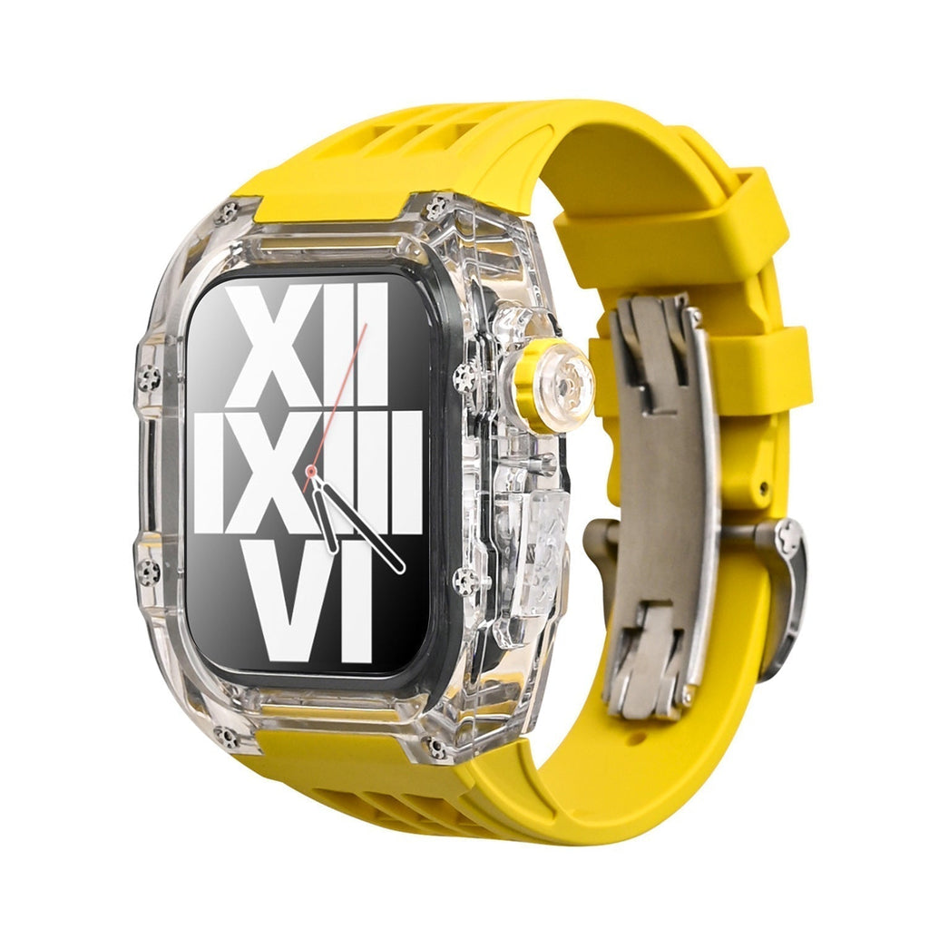 RM V30 Glacier-serien Fluororubber Gennemsigtigt Cover Gummibånd Mod Kit til Apple Watch