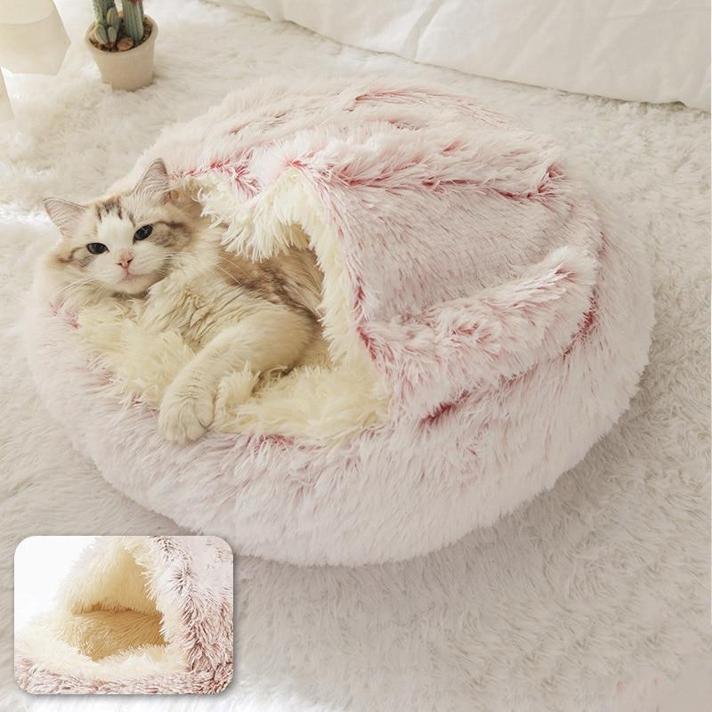 Yuvarlak Peluş Rahatlatıcı Kedi Mağarası