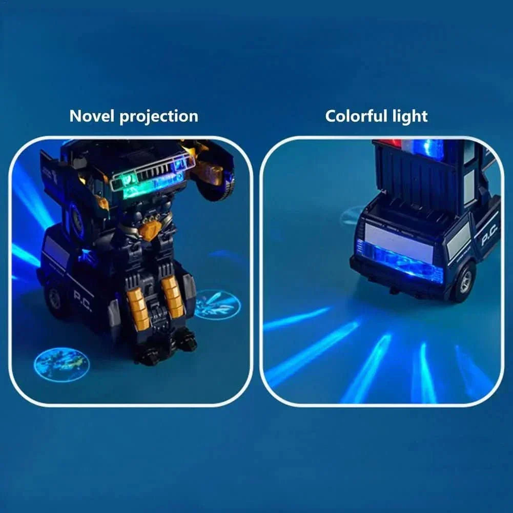 NovaDrive Förvandlande Polisbil och Robotleksak för Barn med LED-lampor