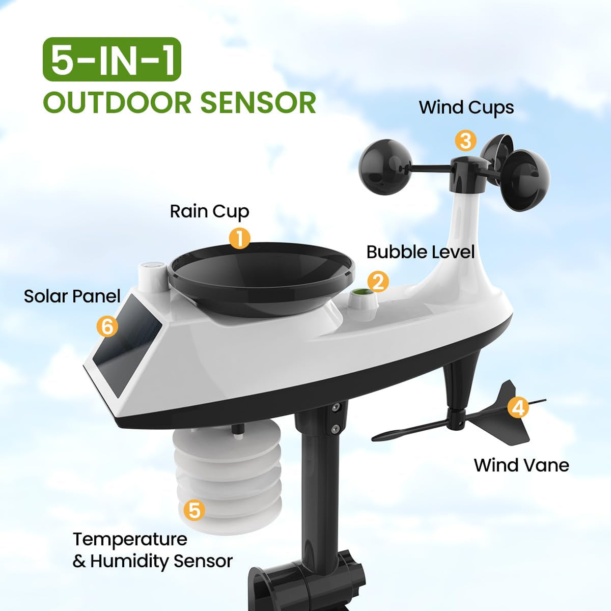 Pro 8-in-1 kabellose Wetterstation für zu Hause zur lokalen Wetterdatenerfassung