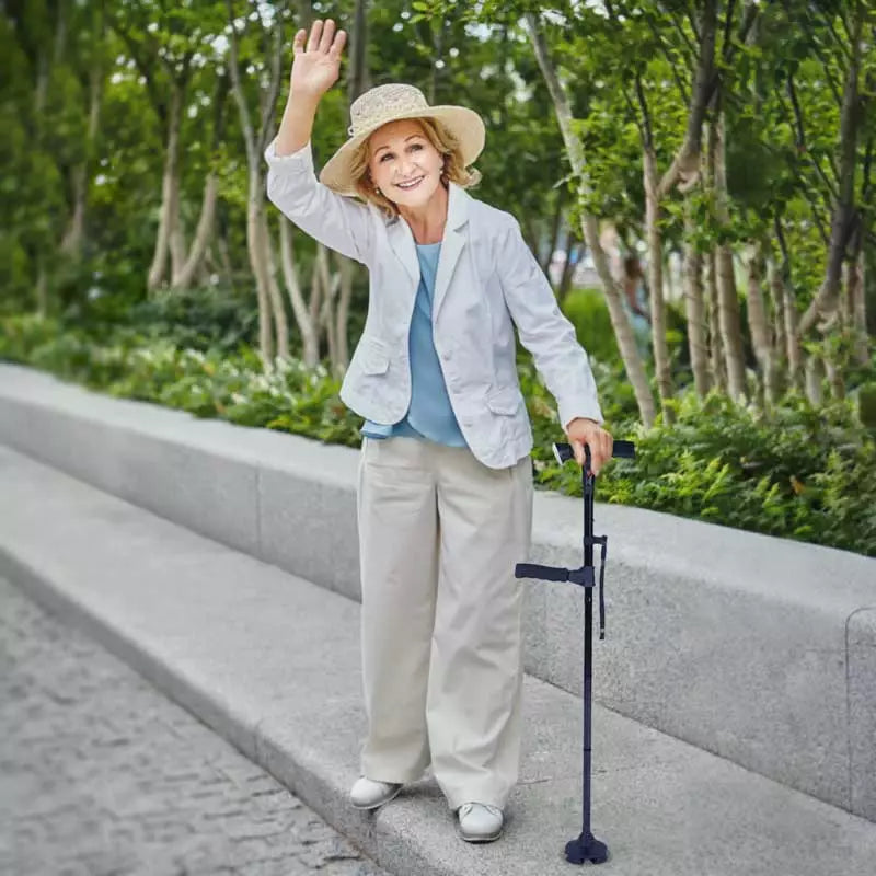 Foldable LED Walking Cane With Adjustable Height And Non Slip Base