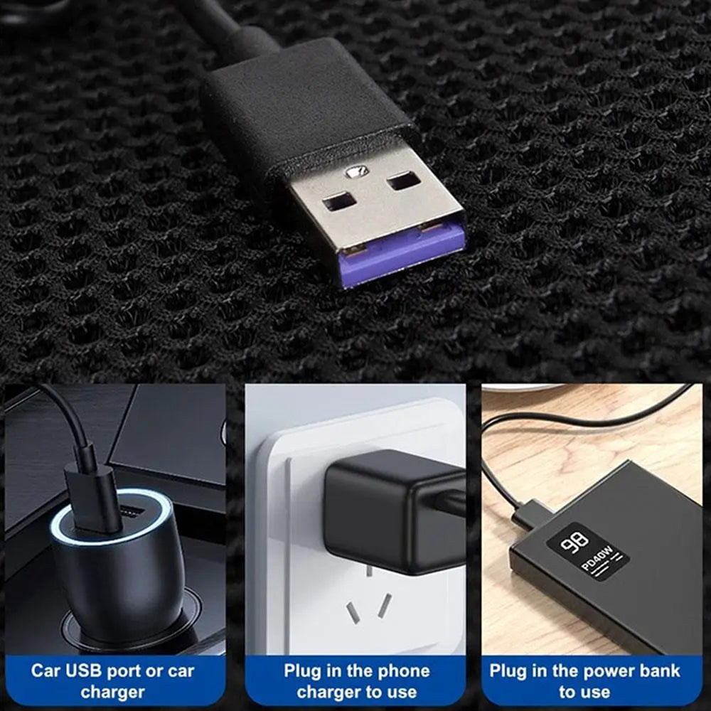 Sekiz Fanlı Araba Soğutma Koltuk Minderi, USB Güç Kaynağı, Üç Hız, 45'ten 14 Dereceye Kadar Soğutma sağlar