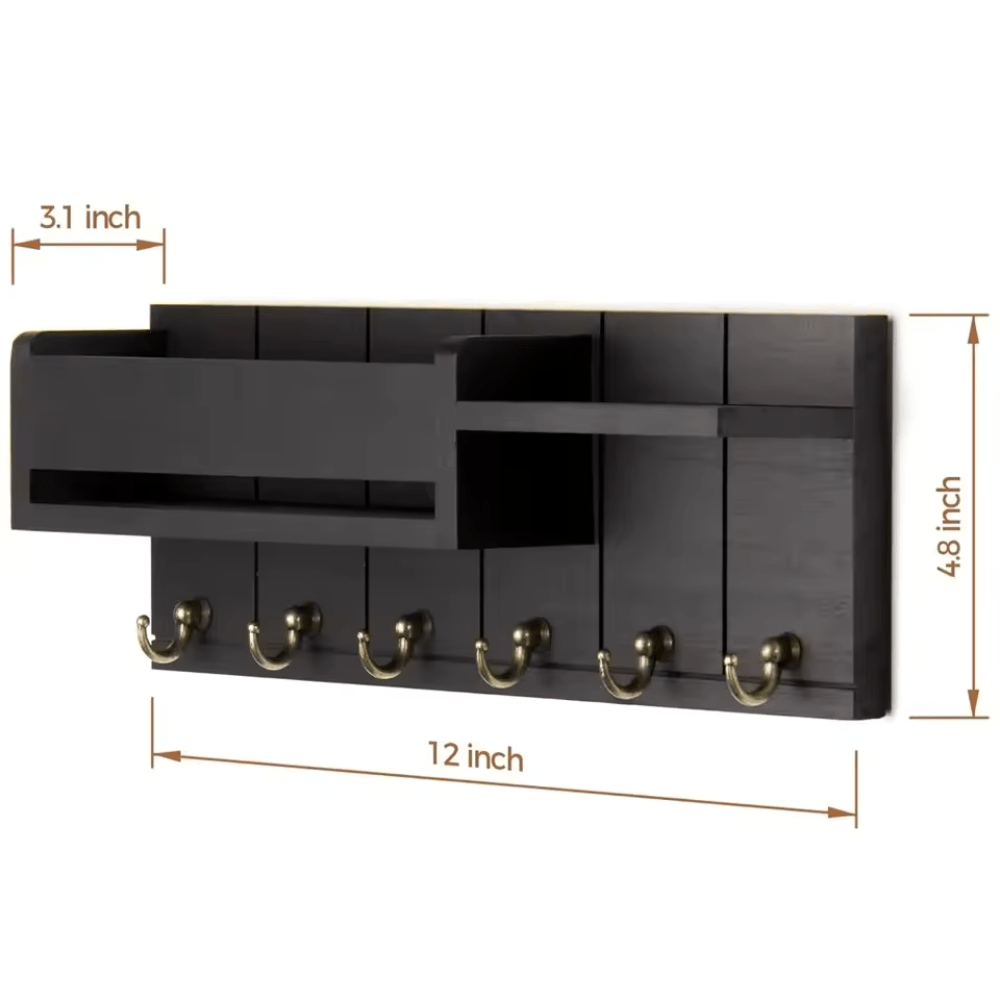 DECORHOOK Organizer i massivt træ med kroge og postholder