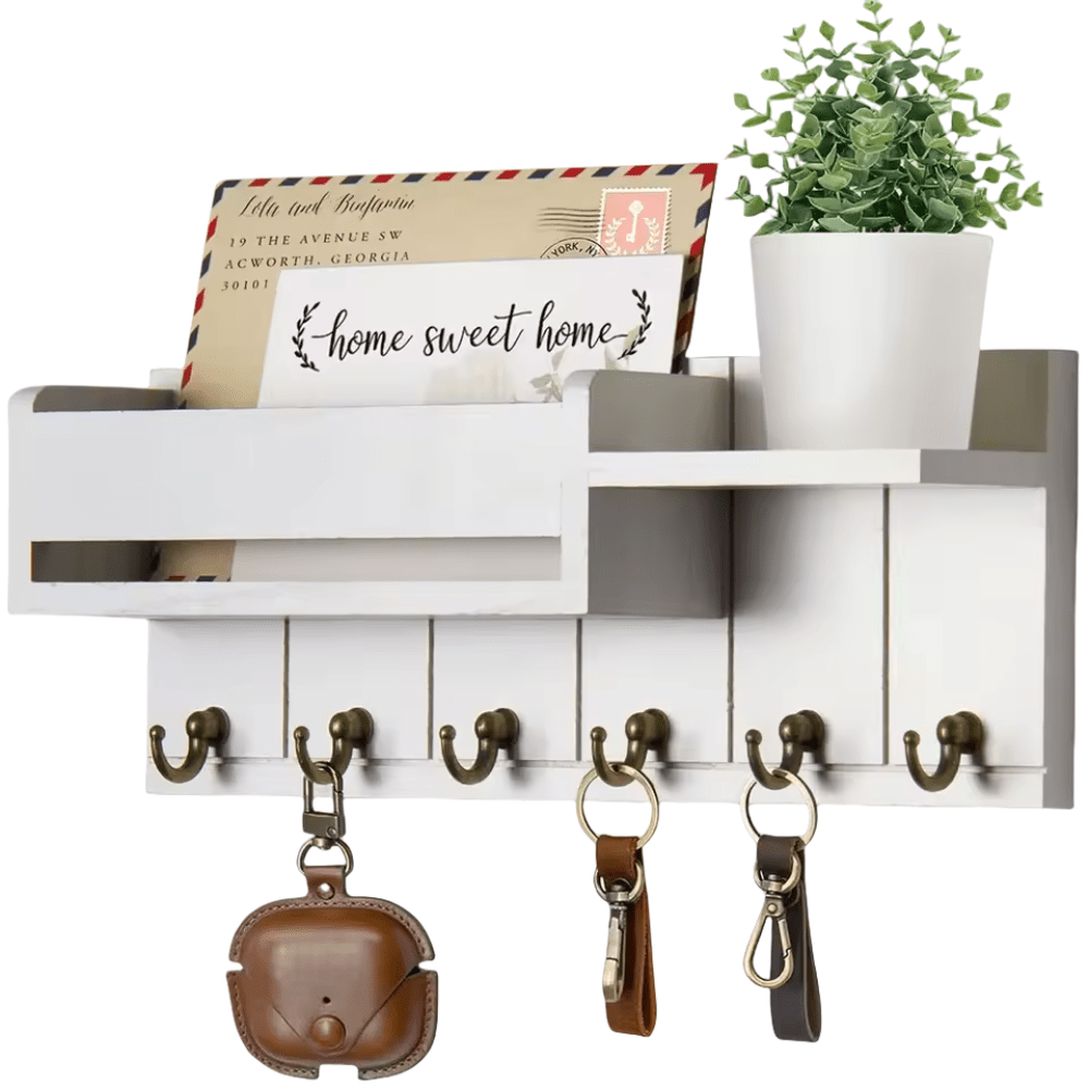 DECORHOOK Organizer i massivt træ med kroge og postholder