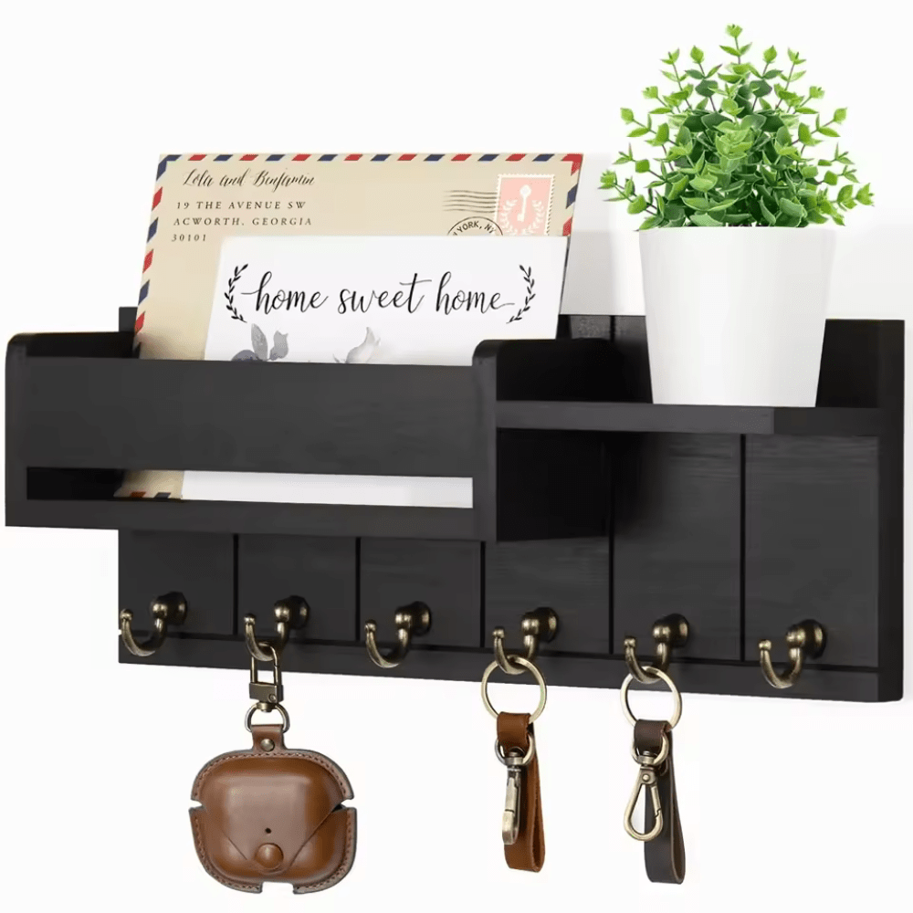 DECORHOOK Organizer i massivt træ med kroge og postholder