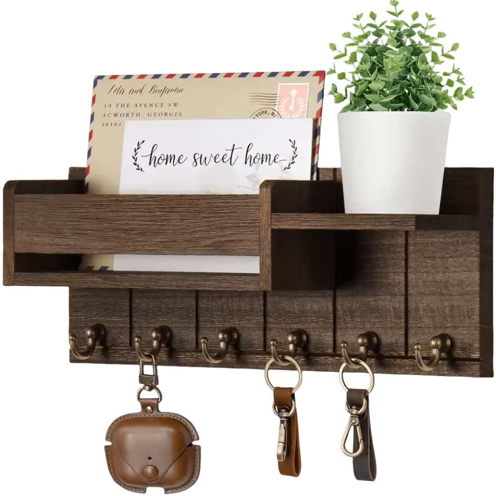 DECORHOOK Organizer i massivt træ med kroge og postholder