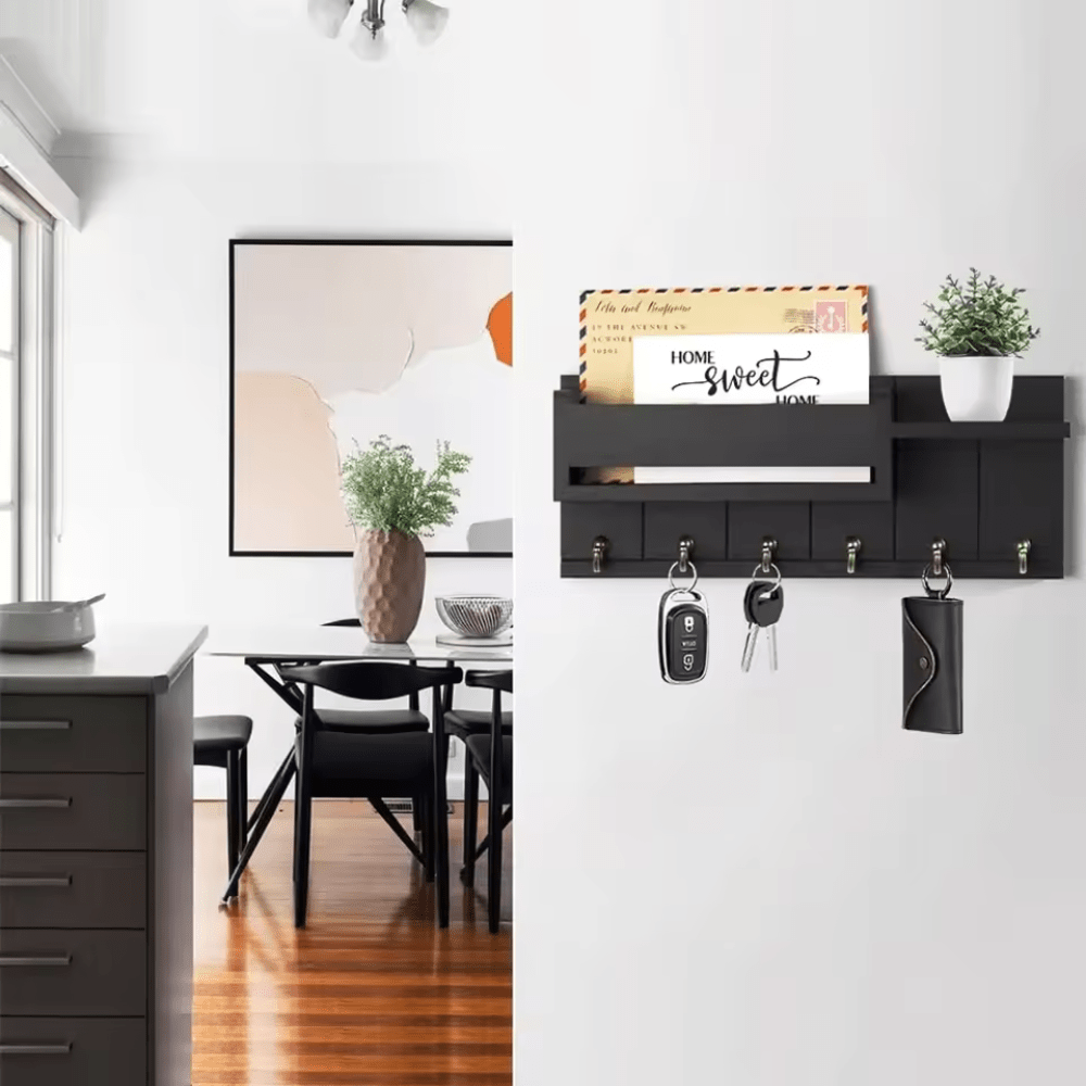 DECORHOOK Organizer i massivt træ med kroge og postholder