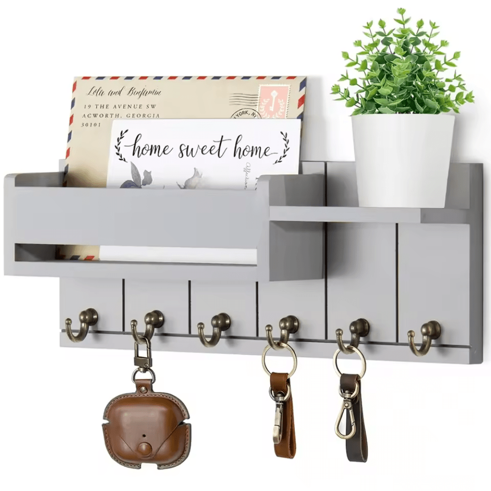 DECORHOOK Organizer i massivt træ med kroge og postholder