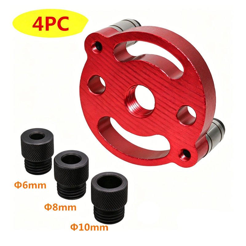 Guide de perçage pour assemblage bois en aluminium avec trous auto-centreurs