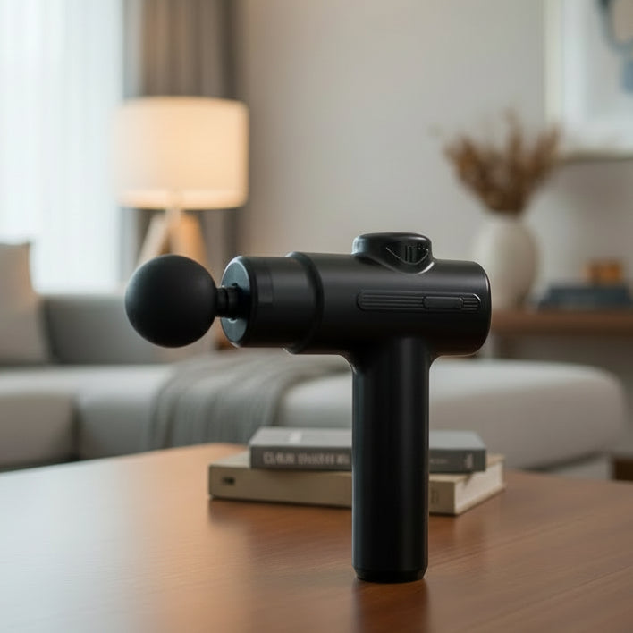 DeepFlex 8 slagmassageapparat med otte tilbehør til målrettet muskelafslapning