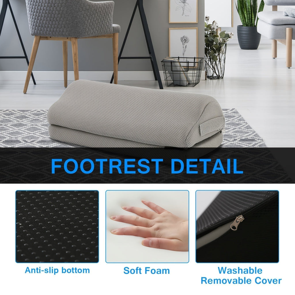 Poggiapiedi con memory foam per il comfort alla scrivania, altezza regolabile, copertura lavabile