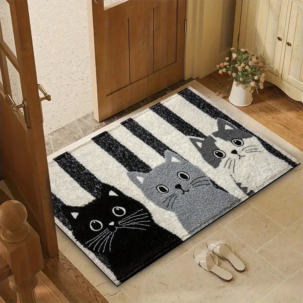 DOORMEOW Cartoon Cat Pattern Doormat For Indoor And Outdoor Use