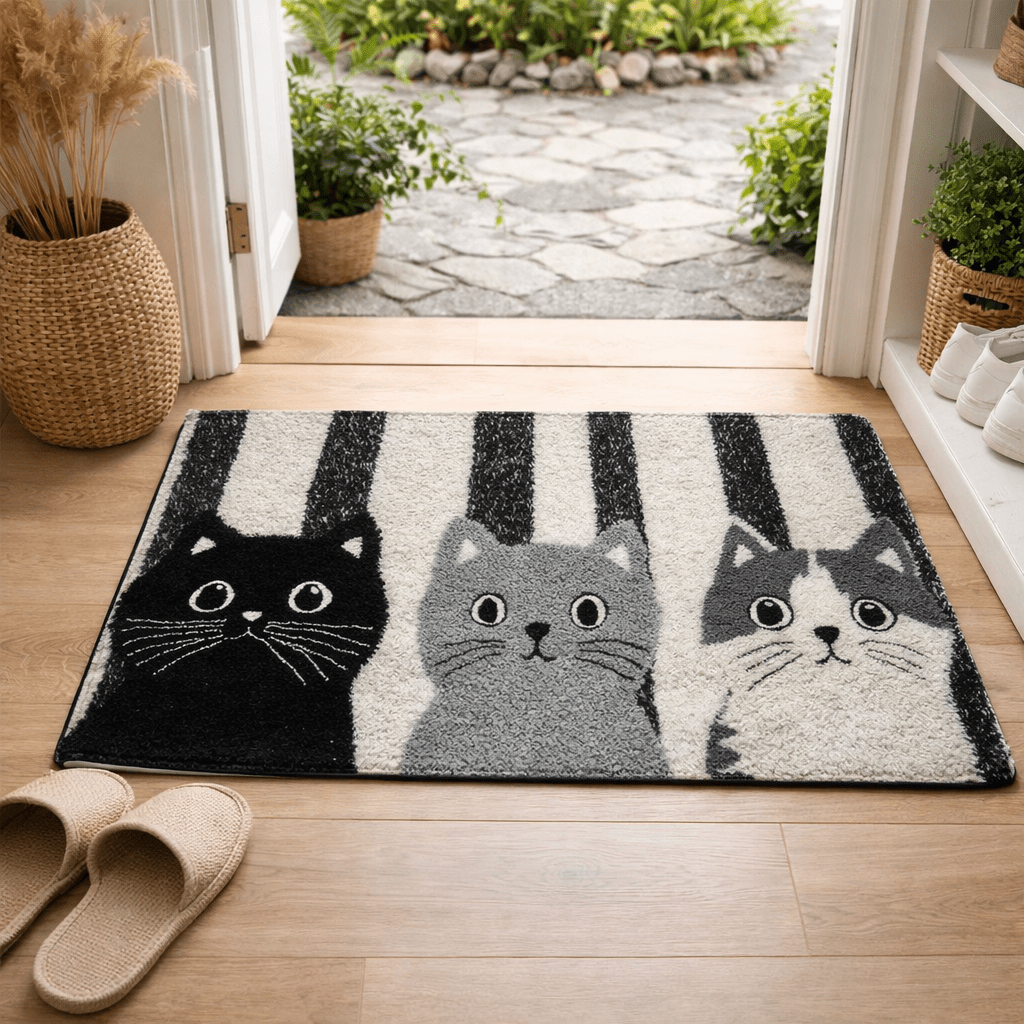 DOORMEOW Cartoon Cat Pattern Doormat For Indoor And Outdoor Use