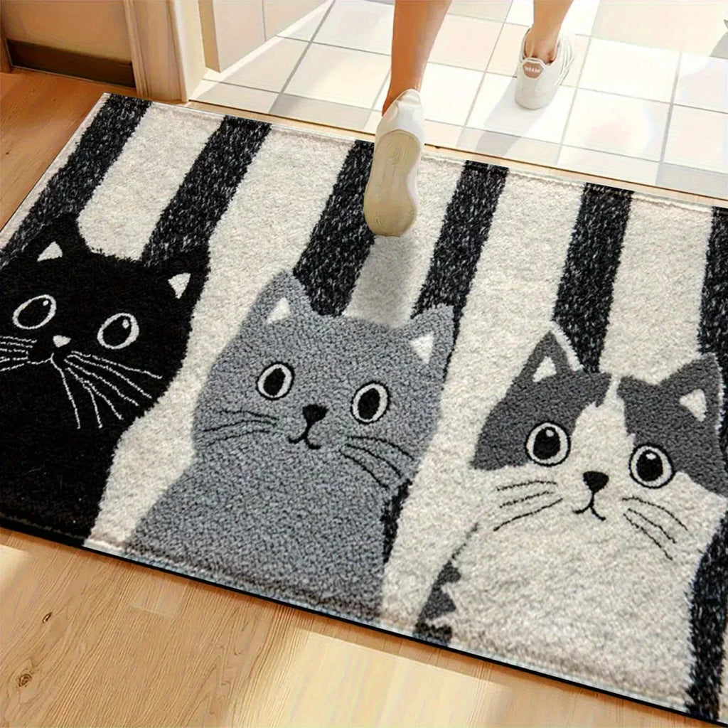DOORMEOW Cartoon Cat Pattern Doormat For Indoor And Outdoor Use