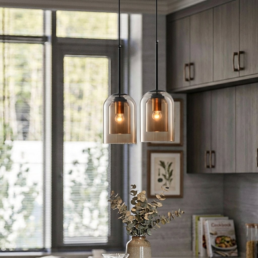 Dobbel Glass Pendellampe For Moderne Mid-Century Kjøkken Og Spisestue