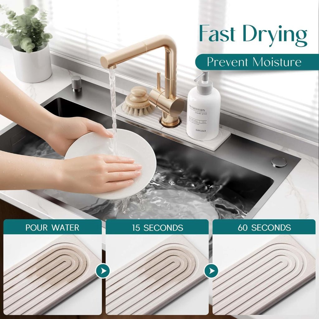 DRYBASE Diatomite Sink Dryer Pad for Cleaner Counters