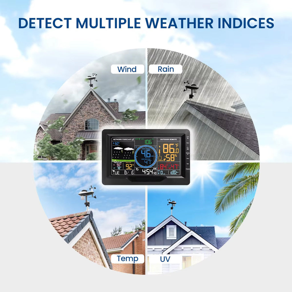 Pro 8-in-1 kabellose Wetterstation für zu Hause zur lokalen Wetterdatenerfassung