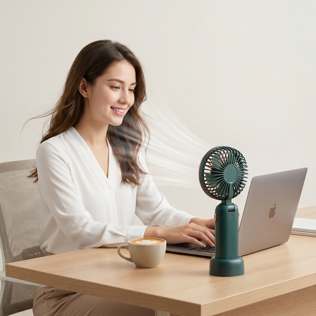 Retro Handheld Fan With 3 Speeds And Portable Rechargeable Power