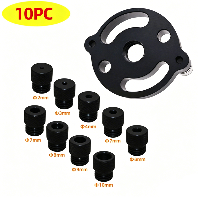 Guide de perçage pour assemblage bois en aluminium avec trous auto-centreurs