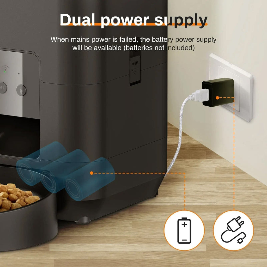 WiFi Smart Pet Feeder With Dual Power For Home Use