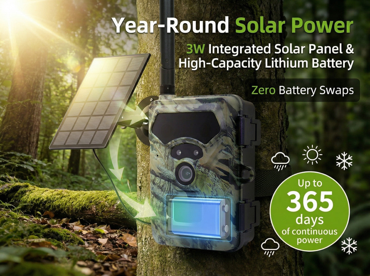 4G Solar Wildkamera mit 48MP Fotos und 1296P Video