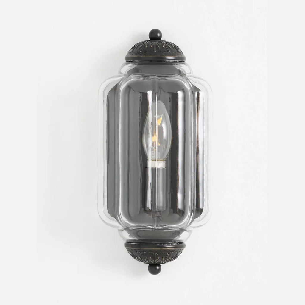 Lámpara de pared empotrada con vidrio opalino, estilo vintage antiguo