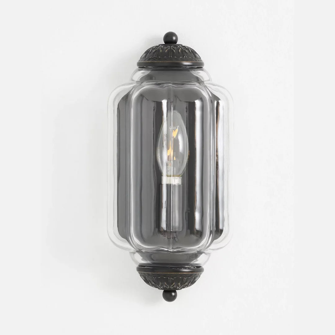 Lámpara de pared empotrada con vidrio opalino, estilo vintage antiguo