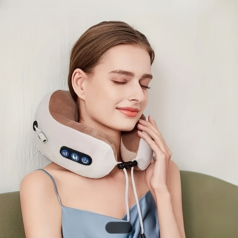 Nexcozy U Shaped Neck Pillow With Memory Foam And Gentle Vibration