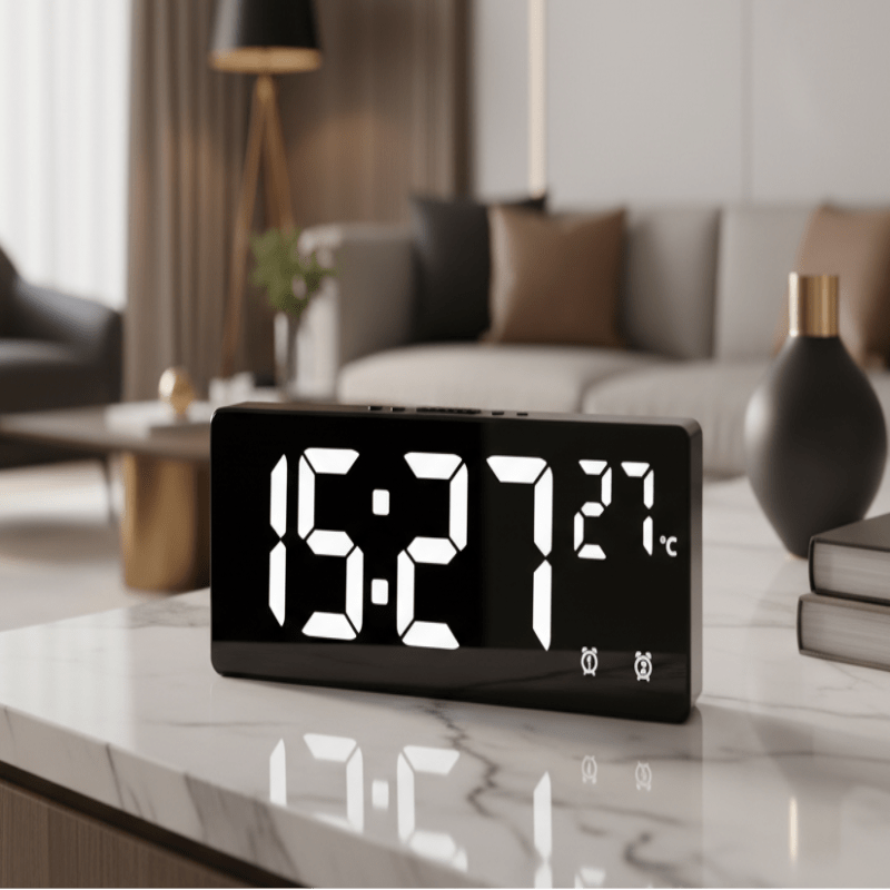 ECHOSYNC Digitalt ur med dobbelt alarm og stemmestyring
